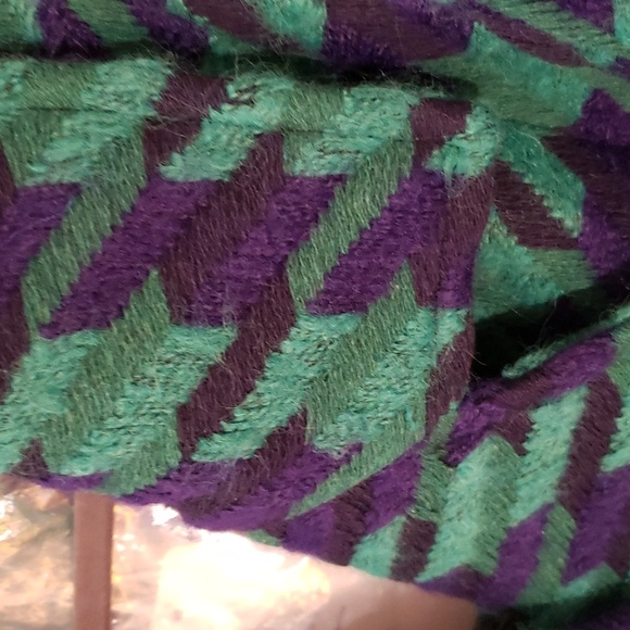 Green and Blue Houndstooth Double Breasted Wool Pea Coat with slight A Line. NWT - Picture 9 of 15